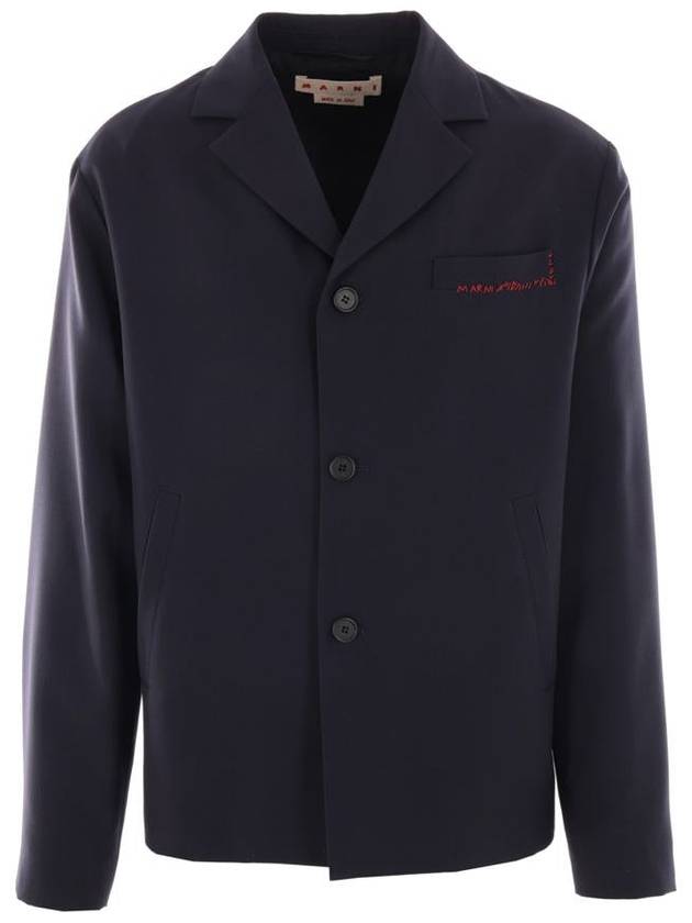 3-Button Single Boxy Jacket Blue Black - MARNI - BALAAN 2