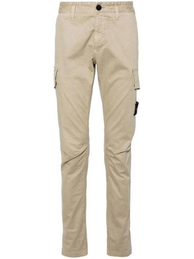 Old Treatment Organic Cotton Straight Pants Beige - STONE ISLAND - BALAAN 1