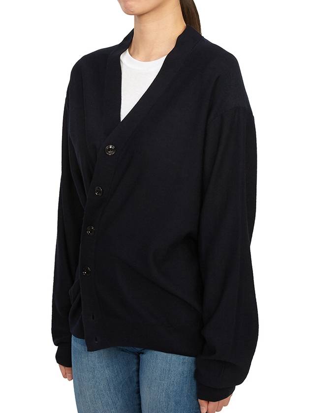 Relaxed Twisted Merino Wool Blend Cardigan Navy - LEMAIRE - BALAAN 3