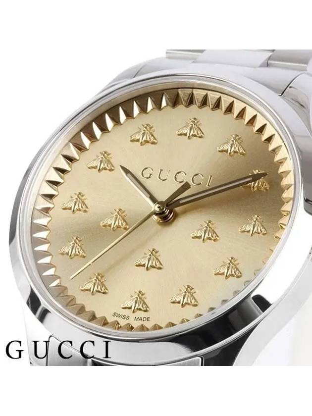 G Timeless Bee 32mm Steel Watch Gold Silver YA1265035 - GUCCI - BALAAN 3