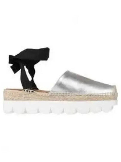 Ankle Tie Platform Espadrilles Silver - MARNI - BALAAN 2