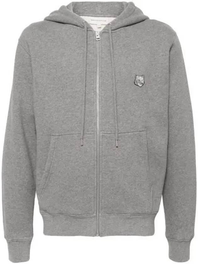 Bold Fox Head Patch Cotton Zip-Up Hoodie Grey - MAISON KITSUNE - BALAAN 2