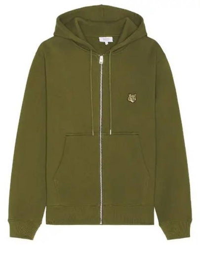 Bold Fox Head Patch Cotton Zip-Up Hoodie Khaki - MAISON KITSUNE - BALAAN 2