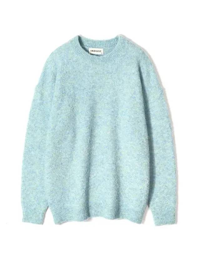 Milan Wool Boucl? Round Knit Top Blue - INDUST - BALAAN 1