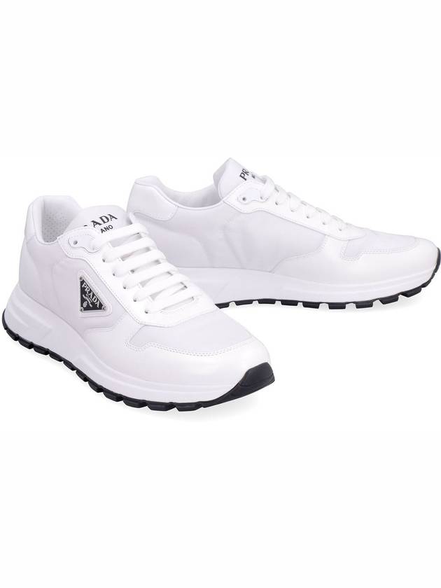 Prax 01 Re-Nylon Brushed Leather Low-Top Sneakers White - PRADA - BALAAN 4