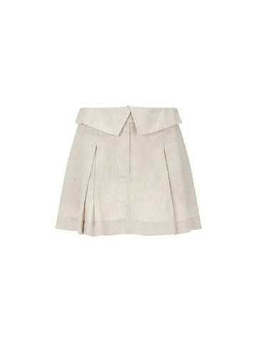 Hailey Linen Low Rise Skirt Oatmeal - REFORMATION - BALAAN 1