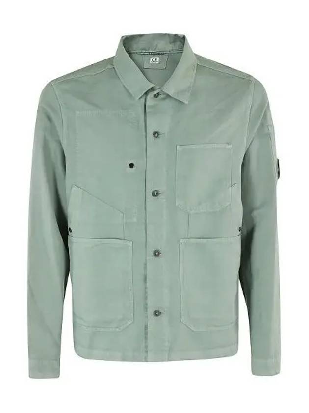 Cotton Linen Over Long Sleeve Shirt Green - CP COMPANY - BALAAN 2