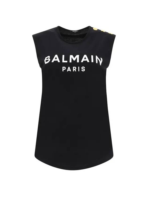 gold shoulder button logo sleeveless black - BALMAIN - BALAAN.