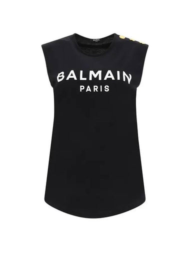 Gold Shoulder Button Logo Sleeveless Black - BALMAIN - BALAAN 1