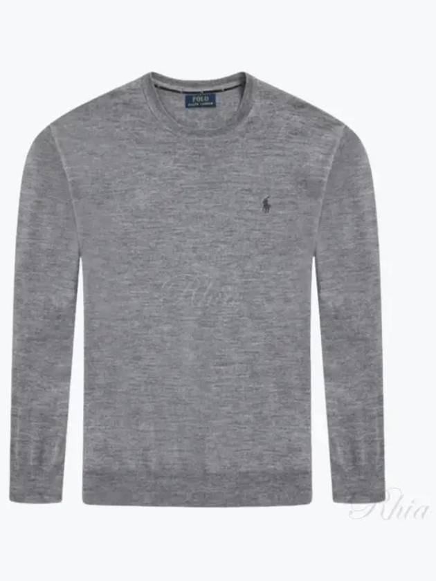 Logo Crew Neck Wool Knit Top Grey - POLO RALPH LAUREN - BALAAN 2