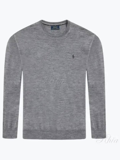 Logo Crew Neck Wool Knit Top Grey - POLO RALPH LAUREN - BALAAN 2