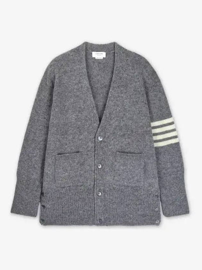 Irish Wool 4-Bar V Neck Cardigan Grey - THOM BROWNE - BALAAN 2