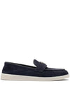 Triangle Logo Suede Leather Loafers Navy - PRADA - BALAAN 1