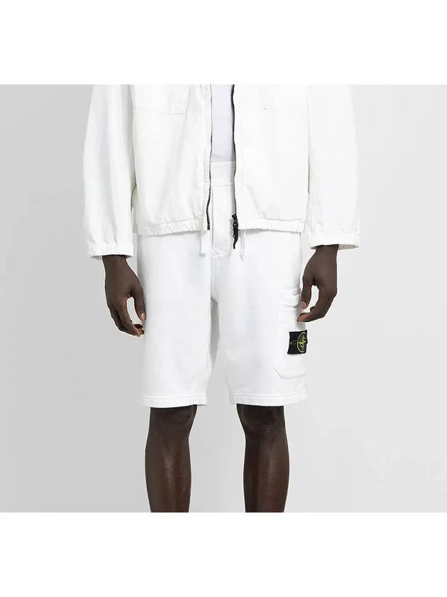 Cotton Fleece Cargo Bermuda Shorts White - STONE ISLAND - BALAAN 9