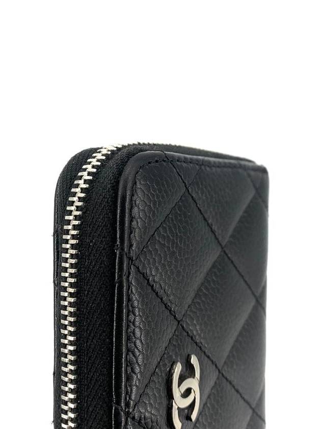 Caviar silver logo zipper card wallet - CHANEL - BALAAN 6