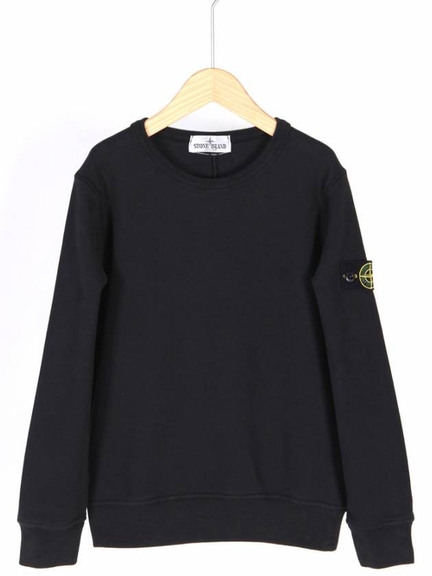 Kids Wappen Patch Organic Cotton Fleece Sweatshirt Black - STONE ISLAND - BALAAN 2