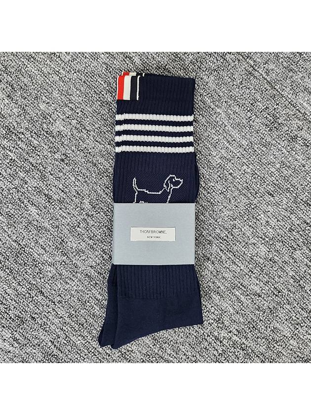 Intarsia Knit Ankle Socks Navy - THOM BROWNE - BALAAN 4