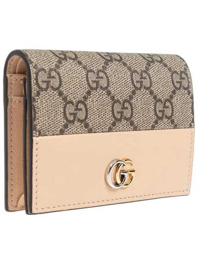 GG Marmont Supreme Button Card Wallet Light Beige Ebony - GUCCI - BALAAN 5