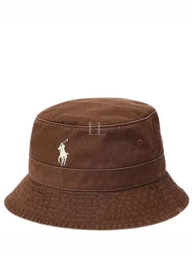 Embroidered Pony Bucket Hat Brown - POLO RALPH LAUREN - BALAAN 2