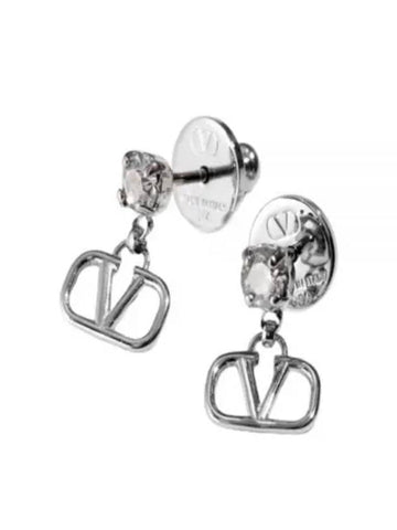 4W0J0H29 YCW 68S 4W2J0H29 Metal Swarovski Crystal V Logo Earrings - VALENTINO - BALAAN 1