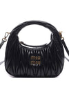 Wander Matelasse Nappa Leather Hobo Mini Bag Black - MIU MIU - BALAAN 3