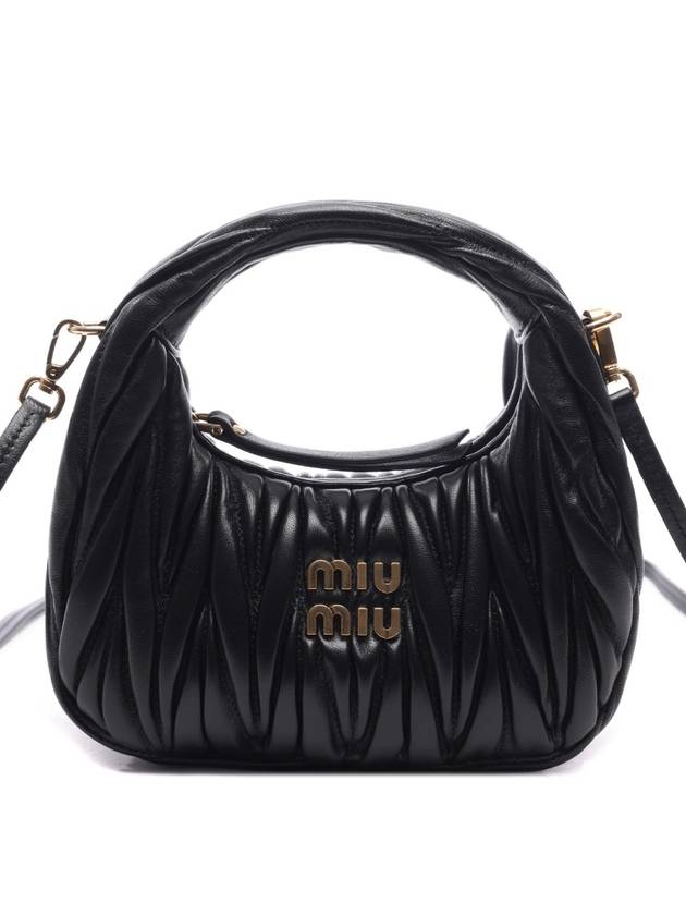 Wander Matelasse Nappa Leather Hobo Mini Bag Black - MIU MIU - BALAAN 2