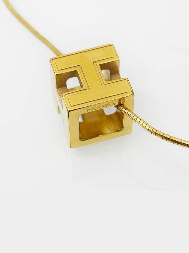 Gold H Cube Pendant Snake Necklace 4VHEA36618 - HERMES - BALAAN 7