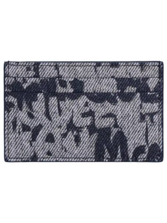 graffiti card holder blue wallet - ALEXANDER MCQUEEN - BALAAN 1