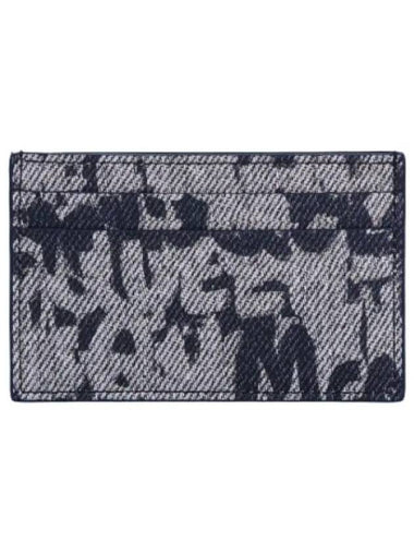 graffiti card holder blue - ALEXANDER MCQUEEN - BALAAN 1