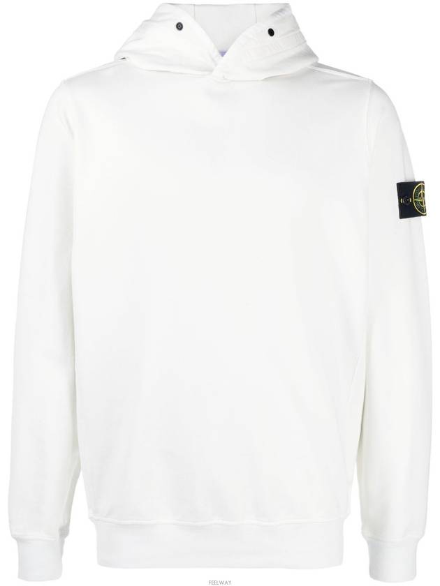 Garment Dyed Cotton Stretch Fleece Hoodie White - STONE ISLAND - BALAAN 3