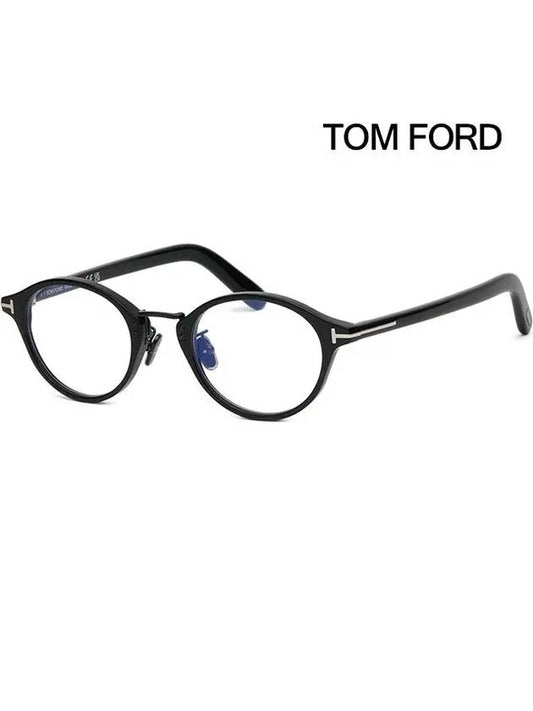 Blue light blocking glasses frame TF5920DB 005 round horn rim eye protection - TOM FORD - BALAAN 1