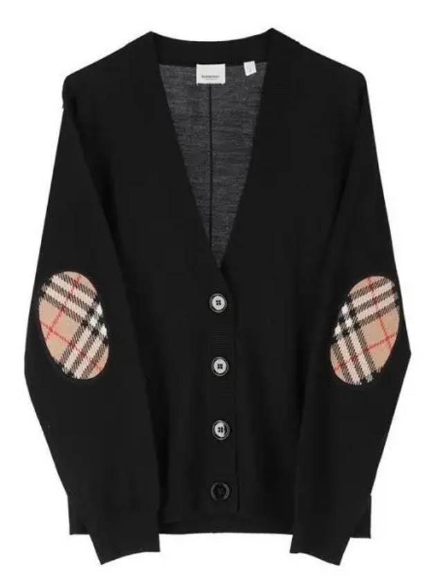 Dornoch Check Pattern Merino Wool Cardigan Black - BURBERRY - BALAAN 2