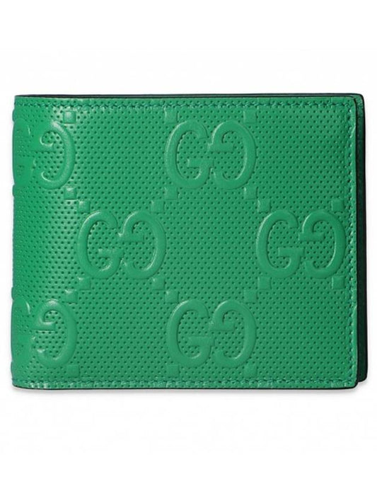 GG emboss leather billfold half wallet green - GUCCI - BALAAN 2