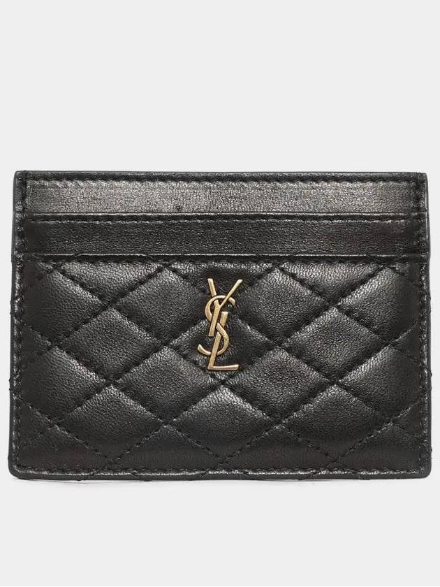 Gabi Quilted Lambskin Card Wallet Black - SAINT LAURENT - BALAAN 3