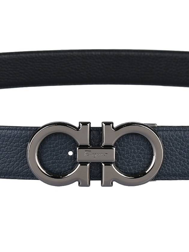 Reversible Gancini Leather Belt Blue - SALVATORE FERRAGAMO - 9