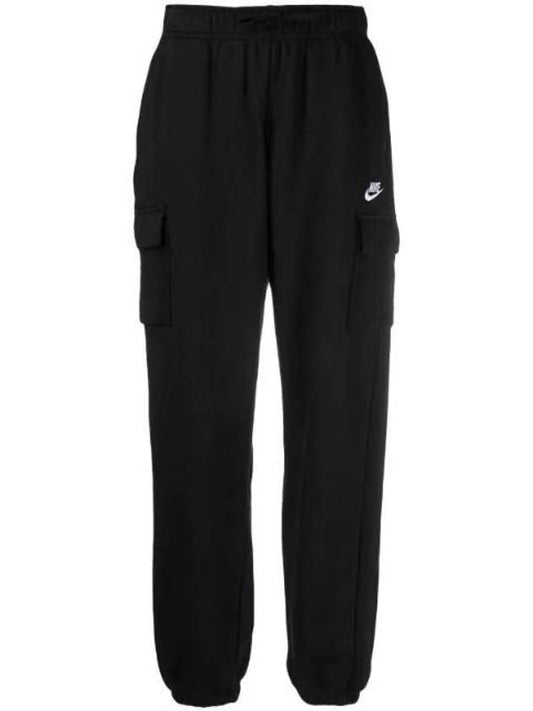 Sportswear Club Mid-Rise Oversized Fleece Track Pants Black - NIKE - BALAAN 1