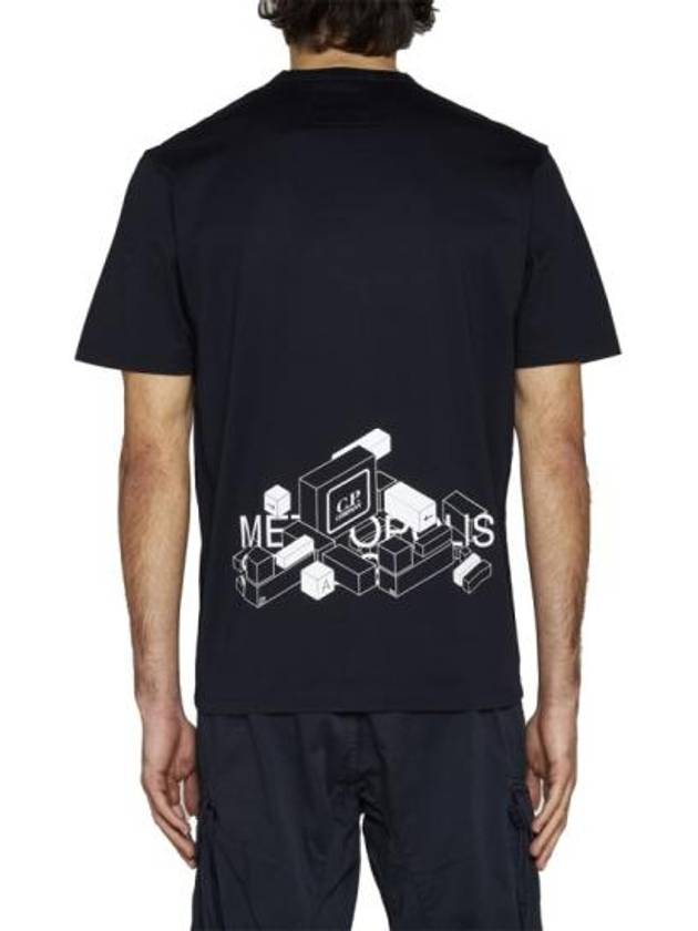 Metropolis Series Mercerized Jersey Reverse Graphic Short Sleeve T-Shirt Navy - CP COMPANY - BALAAN 5