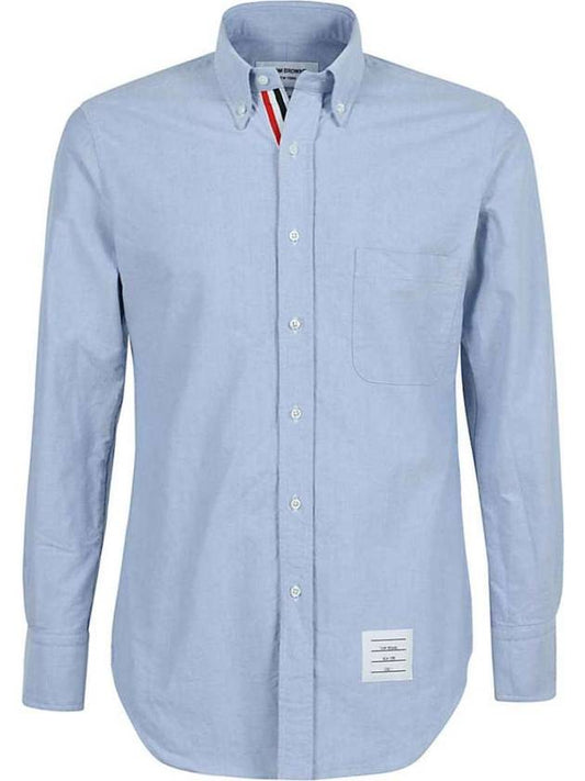 Oxford Grosgrain Placket Cotton Long Sleeve Shirt Light Blue - THOM BROWNE - BALAAN 1