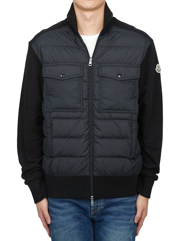 Logo Knit Padded Cardigan Black - MONCLER - BALAAN 3