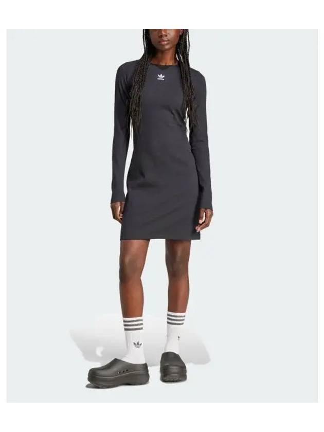 Essential Lip Long Sleeve Short Dress Black - ADIDAS - BALAAN 2