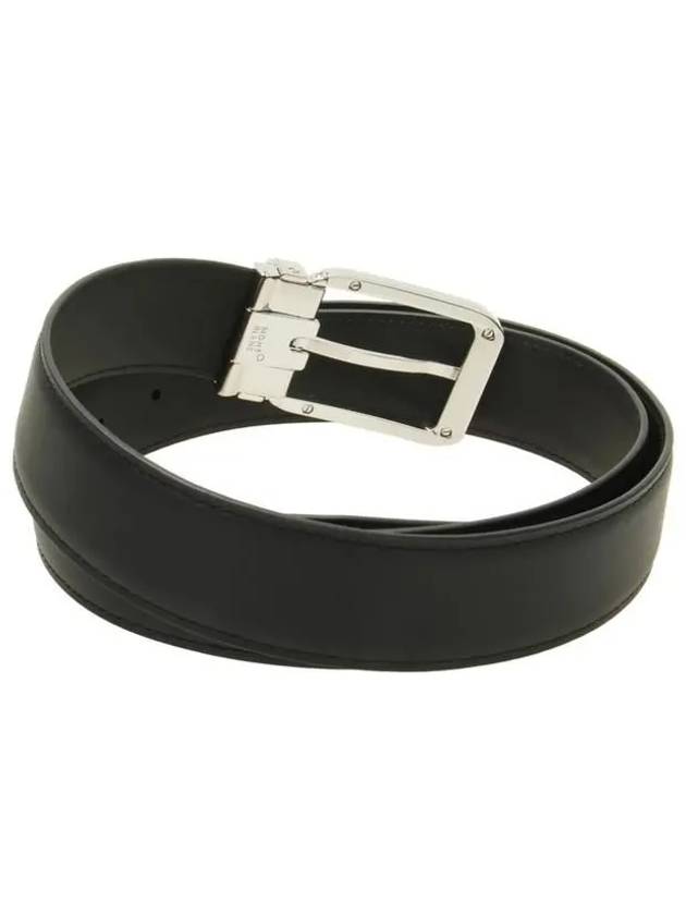 Rectangular silver plated steel buckle smooth leather belt black - MONTBLANC - BALAAN 4