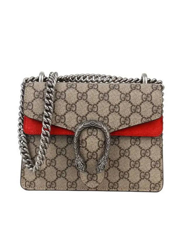 Dionysus GG Supreme Chain Small Canvas Shoulder Bag Beige Red - GUCCI - BALAAN 1