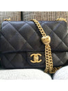 New Mini Caviar Heart Ball Flap Chain Cross Bag Black Gold AS3828 - CHANEL - BALAAN 1