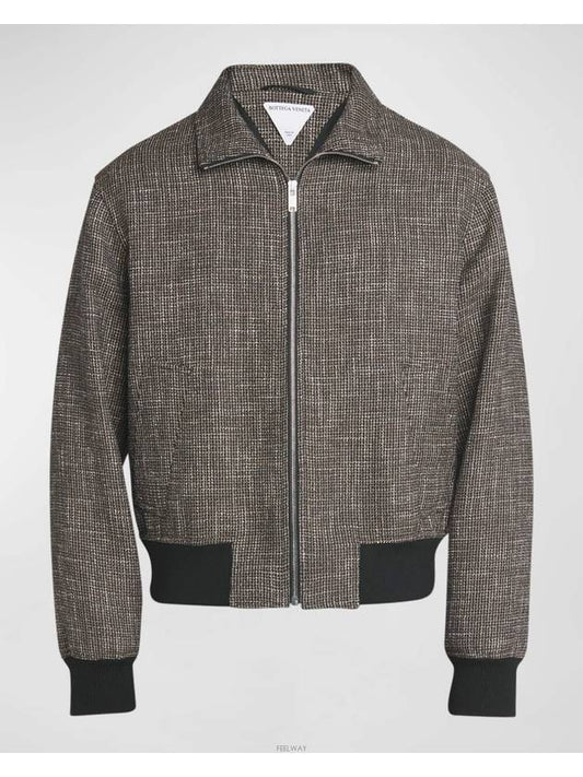 Pied De Poule Blouson Zip Up Jacket Black Charcoal - BOTTEGA VENETA - BALAAN 2