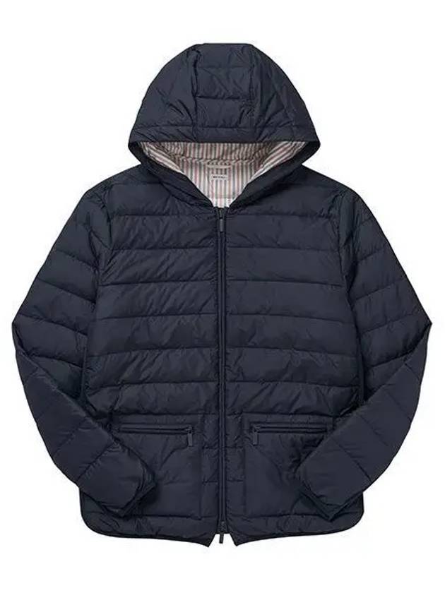 Ultra Light Nylon Hooded Down Padding Navy - THOM BROWNE - BALAAN 2