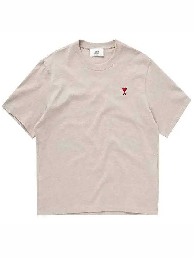 Small Heart Logo Boxy Fit Short Sleeve T-shirt Heather Light Beige - AMI - BALAAN 2