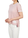 Women's Melange Jersey Ringer Short Sleeve T-Shirt Light Pink - THOM BROWNE - BALAAN 8