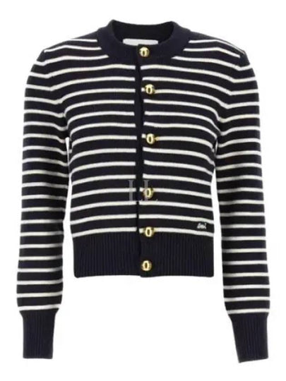 Striped Sailor Cardigan Off White Navy - AMI - BALAAN 2