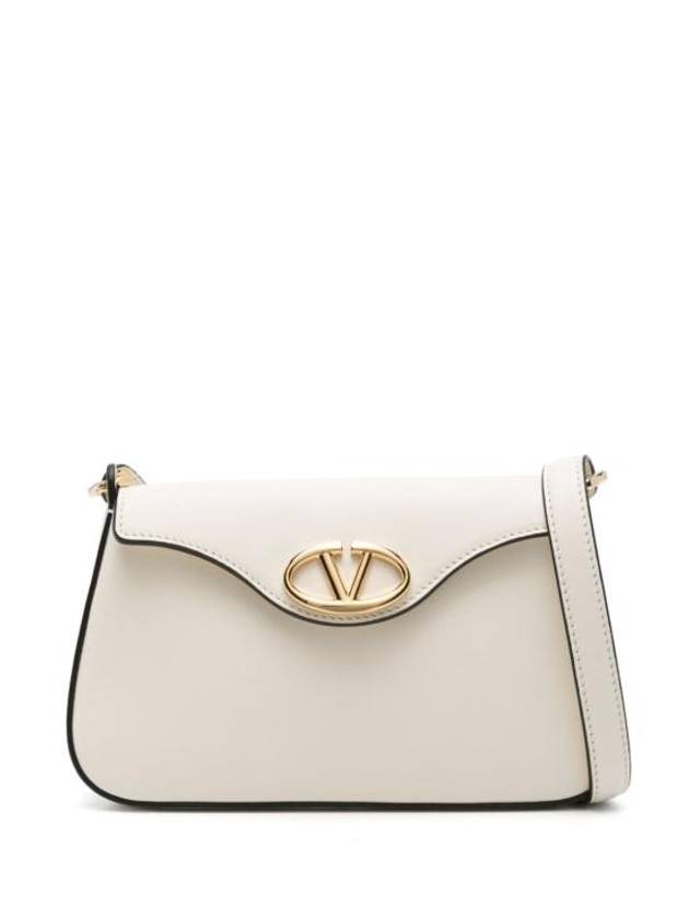 Logo Plaque Fold Over Cross Bag White - VALENTINO - BALAAN 1