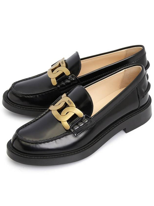 Brushed Leather Chain Loafers Black - TOD'S - BALAAN 2